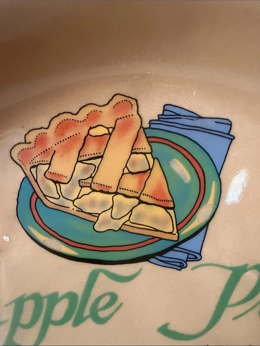 Vintage Apple Pie Ceramic Pie Plate – Beige